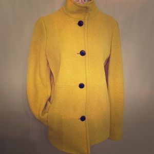 Lands End Boiled Wool Yellow Pea Coat